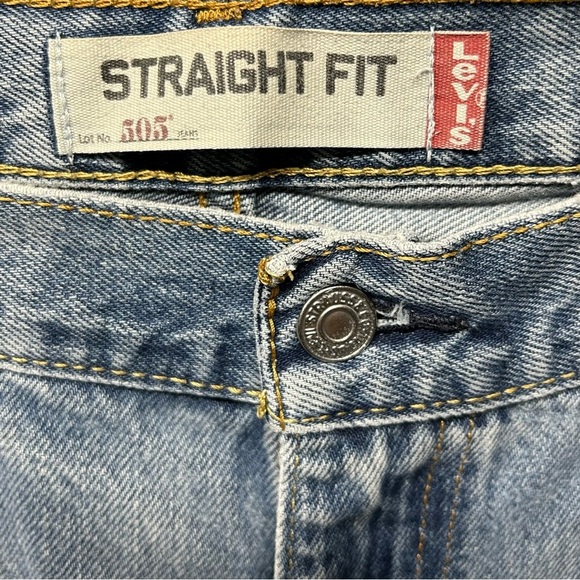 Vintage Levi's 505 Straight Mid Rise Distressed Dad Jeans 100%‎ Cotton 33 - Picture 3 of 7
